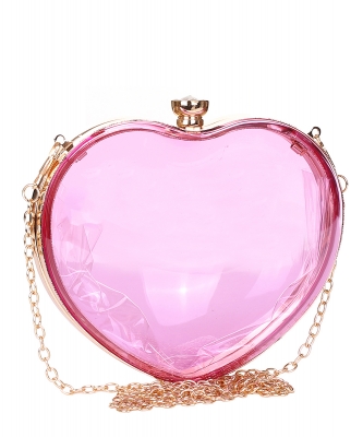 Transparent Heart Shaped Clutch Bag 6319 ROSE